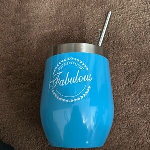 Cute wine glass with straw and cleaner